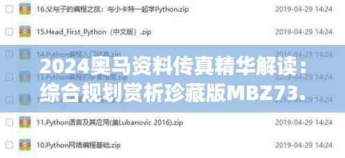 2024奥马资料传真精华解读:综合规划赏析珍藏版MBZ73.03