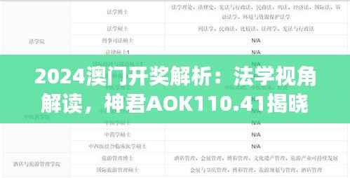 2024澳门开奖解析:法学视角解读,神君AOK110.41揭晓