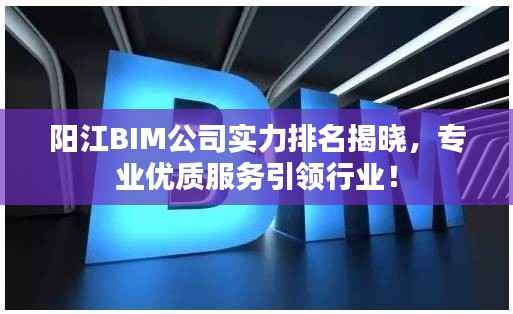 阳江BIM公司实力排名揭晓,专业优质服务引领行业!