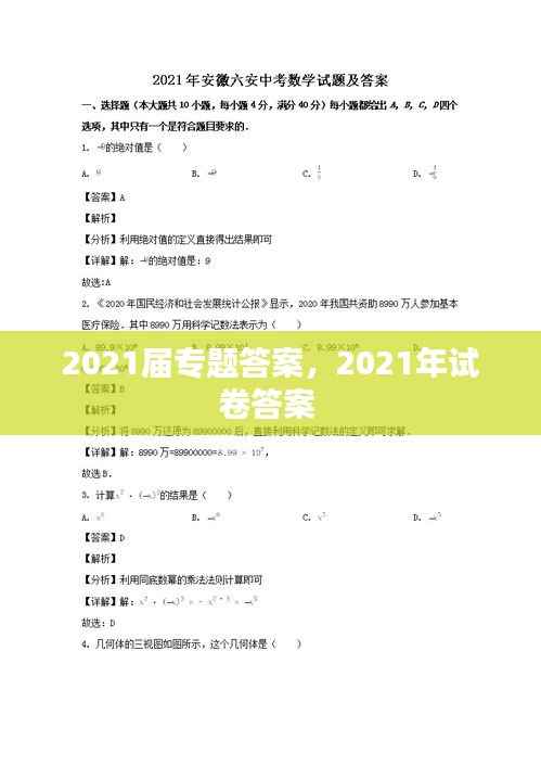 2021届专题答案,2021年试卷答案
